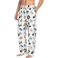 thumbnail image 2 of Uemuo Cartoon Animals Pattern Men's Wide Leg Palazzo Lounge Pants with Pockets Light Weight Loose Comfy Casual Pajama Pants-Small, 2 of 9