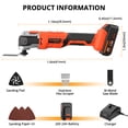 thumbnail image 6 of Parrior 20V Cordless Oscillating Multi-Tool, 3.2° Oscillating Angle, 6 Variable Speed, with 2Ah Battery and Charger for Cutting, Sanding Grinding, 6 of 7
