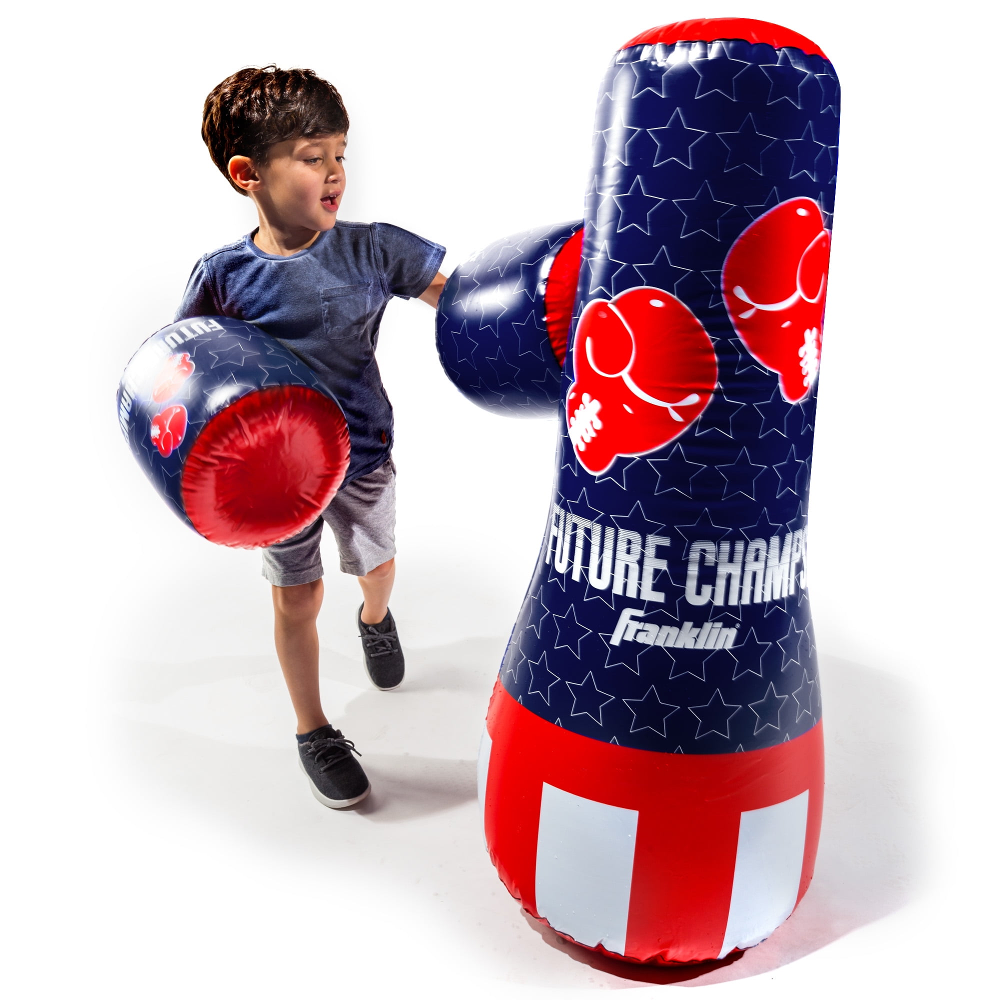 Franklin Sports Inflatable Kids Punching Bag Boxing Gloves Set