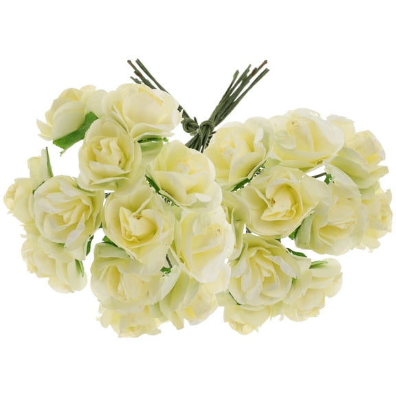 Niceauty 144Pcs Realistic White Paper Flower Craft for Office and Table Decoration