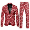 thumbnail image 3 of Adult Mens Christmas Suits 2 Piece Snowflake Print One Button Xmas Jacket Blazer And Trousers with Pocket Set Slim Fit Winter Ugly Mens Suits, 3 of 7