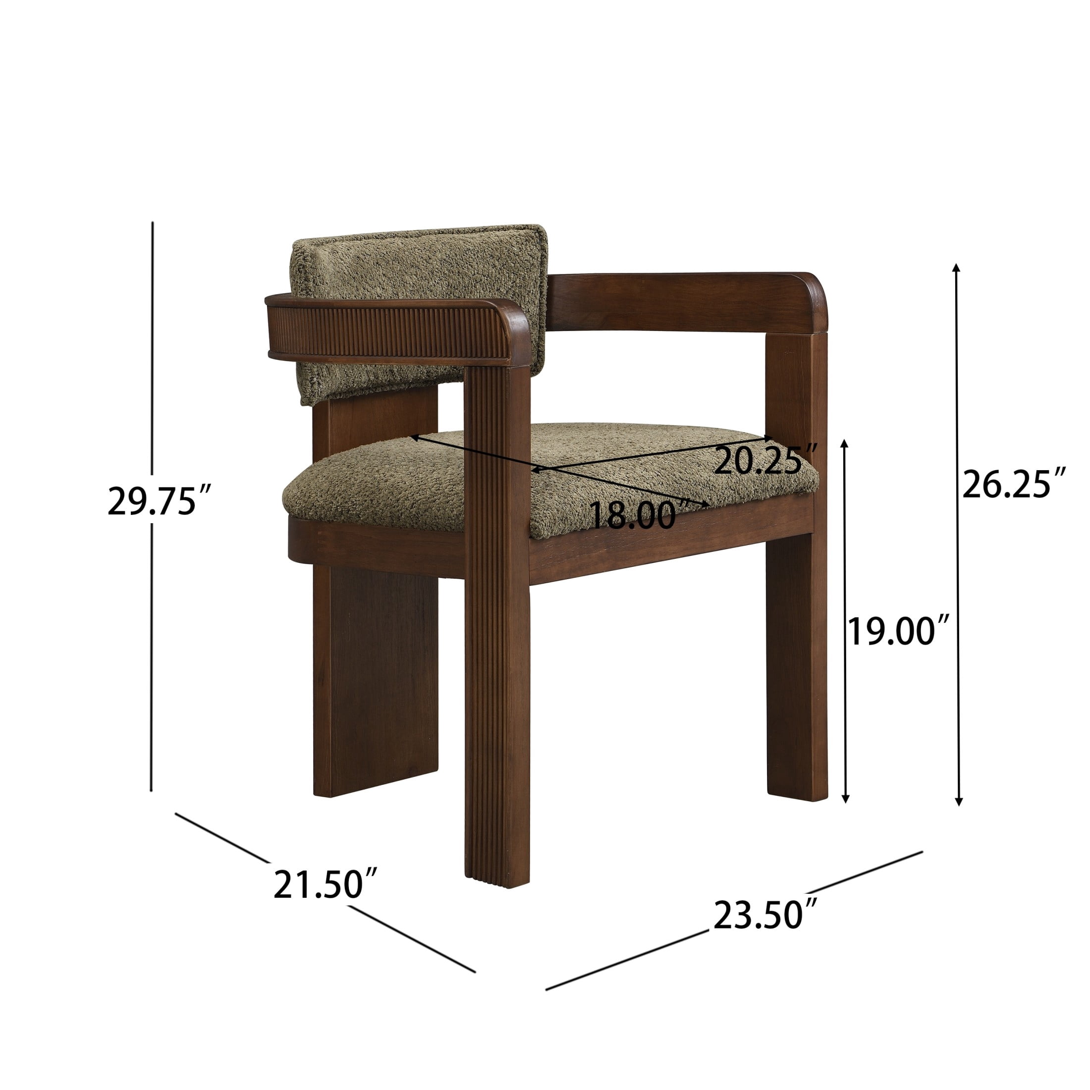 Christopher Knight Home Modern Upholstered Dining Chairs with Curved U-Back, Walnut+Green, Set of 2