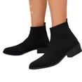 thumbnail image 6 of Low Heel Ankle Boots for Women Chunky Heel Knit Sock Boots Slip On Stretchy Comfortable Short Boots Fashion Heeled Booties Dress Shoes for Fall & Winter, 6 of 6