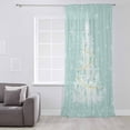 thumbnail image 3 of Teal Green Christmas Tree Semi Sheer Curtains Drapes for Living Room, Bedroom, French Doors Window 84 Inches Long, Balls Snowflake Xmas Tree Rod Pocket Chiffon Curtain Drapery Voile Draperies Panel, 3 of 6