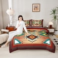 thumbnail image 4 of Homewish Tribal Aztec Adult Bedding Comforter Set, Red Green Triangle Abstract Twin Comforter Sets, Western Hippie Bohemian Reversible Bedding Set, Ultra Soft Bedroom Decor, 2 Pieces, 4 of 8
