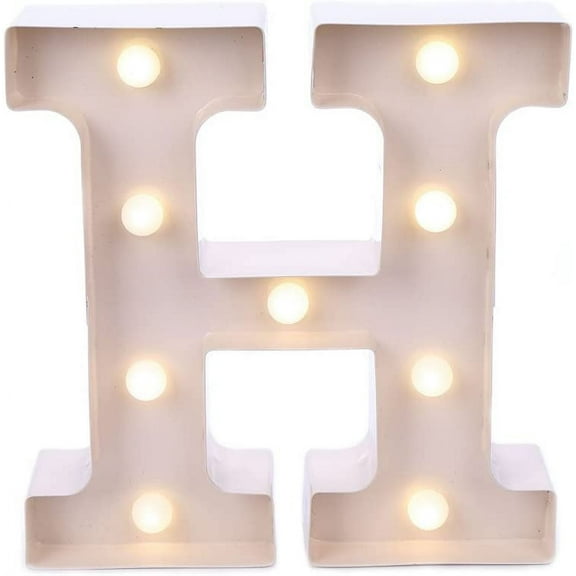 Home by Jackie Inc Decorative White Vintage Rustic Metal Hanging Light up LED Letter “H”
