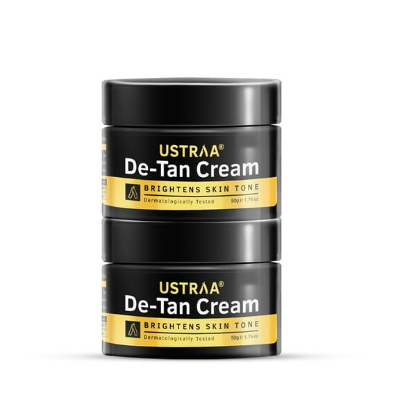 Ustraa De-Tan Cream For Men - 50G (Set Of 2) Dermatologically Tested - For Tan Removal & Even Skin Tone, With Japanese Yuzu & Liquoric, Prevents Dark Spots, Without Bleach, No Harm