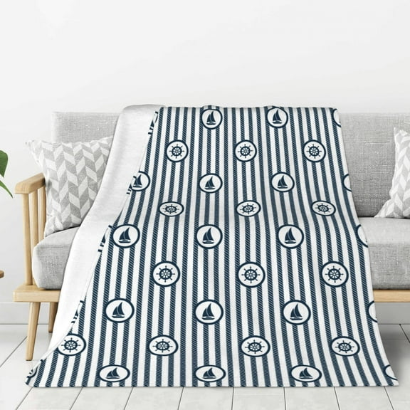 Hirioo Nautical1 for Flannel Blanket, Cozy and Warm Throw for Bed or Couch ,Perfect for All Seasons-40"x30"