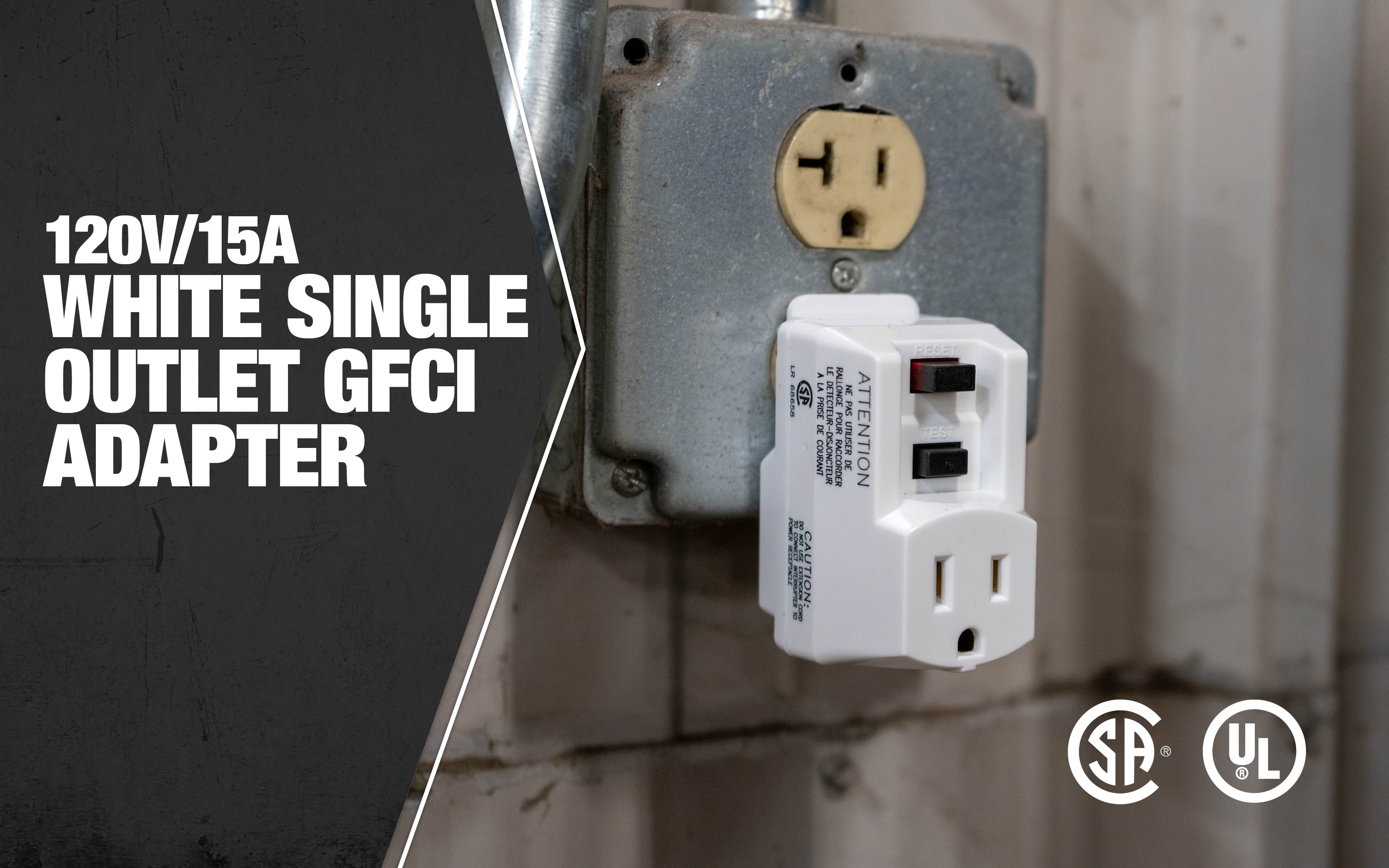 TRC 14650006-6 Shockshield White GFCI Plug with Surge Protection Electrical Outlet