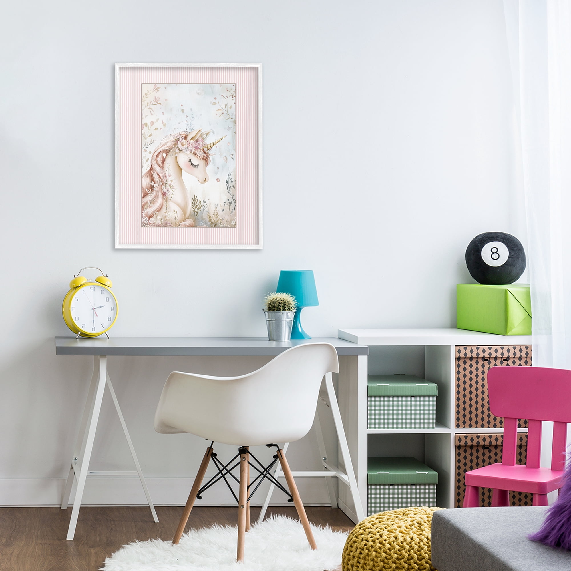 Stupell Industries Enchanted Dreams Unicorn White Framed Giclee Art, design by Christine Simpson Art