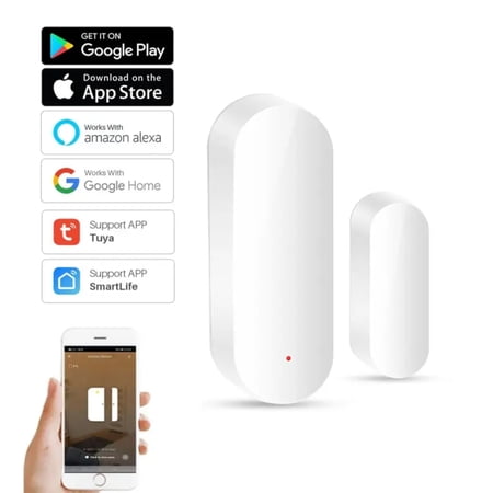 Smart WiFi Door Sensor Open Close Detector Smartlife App Control Notification Compatible with Alexa
