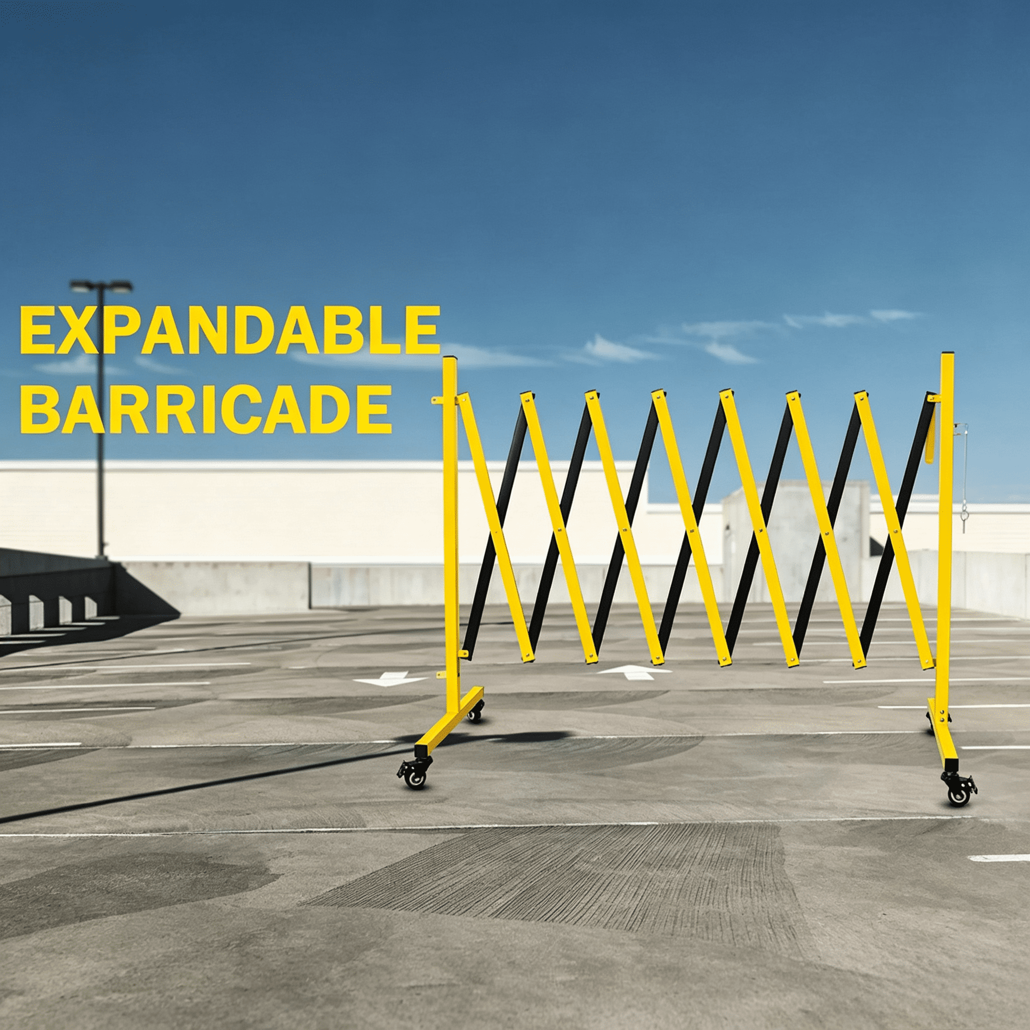 Metal Expandable Barricade, 11 Feet Retractable Fence Outdoor, Mobile Safety Barrier Gate, Easily Assembled Expanding Gate with Casters, Collapsible Accordion Barricade Gate