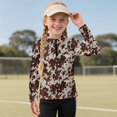 thumbnail image 2 of Psesaysky Brown Cowhide Print Girls Long Sleeve Shirts Quarter Zip Pullover Quick Dry Athletic Shirts Kids Basic Tees Workout Yoga Tops Active Clothes for Teens 6-7 Years, 2 of 6