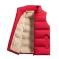 thumbnail image 2 of hopeusnice Men's Winter Warm Thicken Vest Sleeveless Stand Collar Zipper Pockets Waistcoat Outwear Red XXXXL, 2 of 4