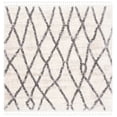 thumbnail image 2 of SAFAVIEH Berber Fringe Amyas Geometric Shag Area Rug, Creme/Black, 6'7" x 6'7" Square, 2 of 10