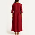 thumbnail image 4 of Cotton Linen Dresses for Women 2025 Fall Long Length Sleeve V Neck Maxi Dress Boho Vacation Beach Sundresses Wine L, 4 of 4