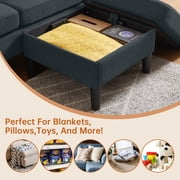 Pingliang Home Living Room Sectional Sofa with Storage Ottoman and Accent Chair,Single Chair Armchair and 3 Seat L Shaped Couch with Side Pockets for Home Apartment Office Studio