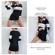 thumbnail image 5 of Vestido sudadera de manga larga con cuello de solapa y mangas largas con costuras en Color blanco y negro, minivestido camisero para otoño, 5 of 6