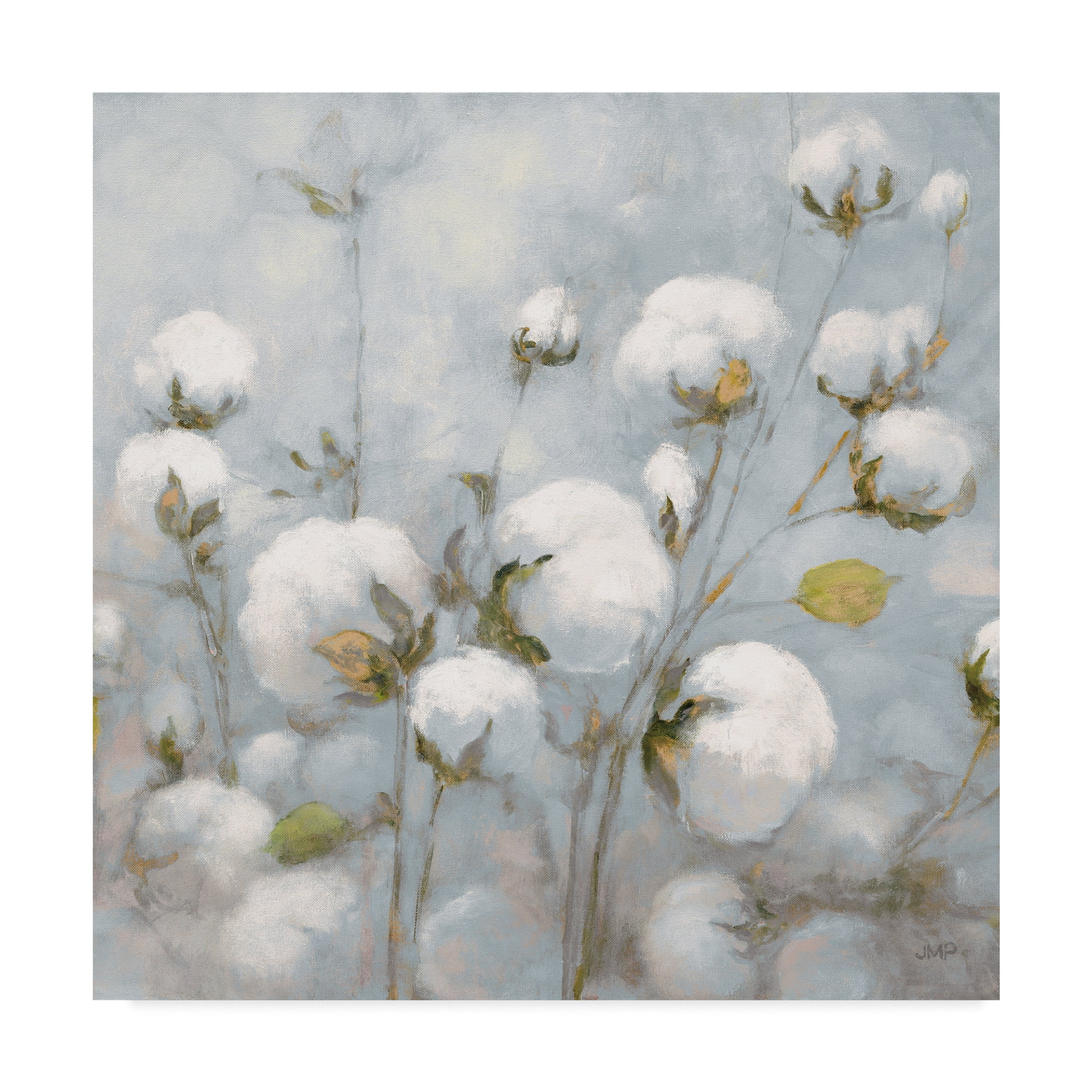 Trademark Fine Art 'Cotton Field Blue Gray Crop' Canvas Art by Julia