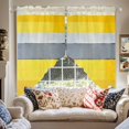 thumbnail image 2 of Yellow Gray Abstract Swag Curtain Valance for Windows, Strip Geometric Window Treatments Short Swag Topper for Kitchen Windows Bathroom Bedroom, 28"x36", 2 of 8