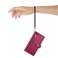thumbnail image 6 of For iPhone 13 mini 5.4-inch Wallet Case for Women Men Multi-Card Slots Zipper Pocket Lanyard Strap Wristlet Leather Phone Case,Red,For iPhone 13 mini, 6 of 7