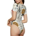 thumbnail image 3 of Lsque Hand Drawn Animals Women's Crew Neck Short Sleeve Bodysuit Basic T Shirts Tops Onesie Adult Cute Pajama-, 3 of 8