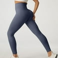 thumbnail image 2 of Iugvhana High Waisted Leggings for Women Soft Buttery Tummy Control Yoga Pants Non See Through Workout Slim Tights for Running Cycling Navy L, 2 of 4