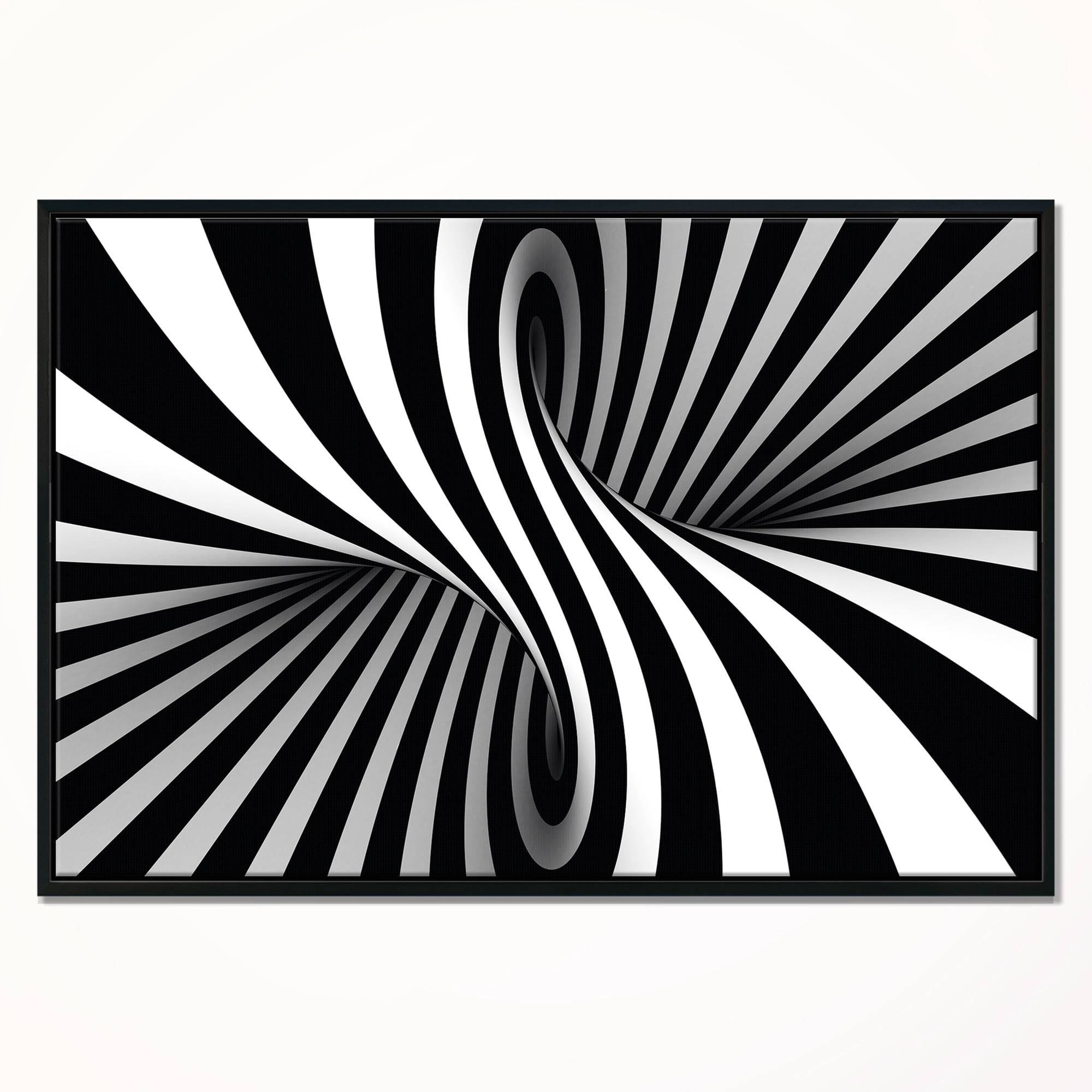 Designart ' Black and White Spiral ' Abstract Framed Canvas Art Print