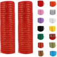 thumbnail image 1 of 2 Rolls Red Mesh Ribbon, Christmas Deco Mesh 10 Inch x 30 Feet Each Roll, Metallic Red with Foil Ribbon for Christmas Tree Decorations Halloween Party Decor Crafts Wreaths,rojo/dorado, 1 of 7