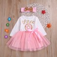 thumbnail image 5 of Toddlers Baby Girls Birthday Dress Outfits Sleeveless Vest Cute Letter Mesh Splicing Tutu Skirt +Bow Headband 0-24 Months, 5 of 9