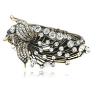Alilang Vintage Inspired Flower Leaf Design Crystal Rhinestone Fashion Bracelet Bangle Cuff