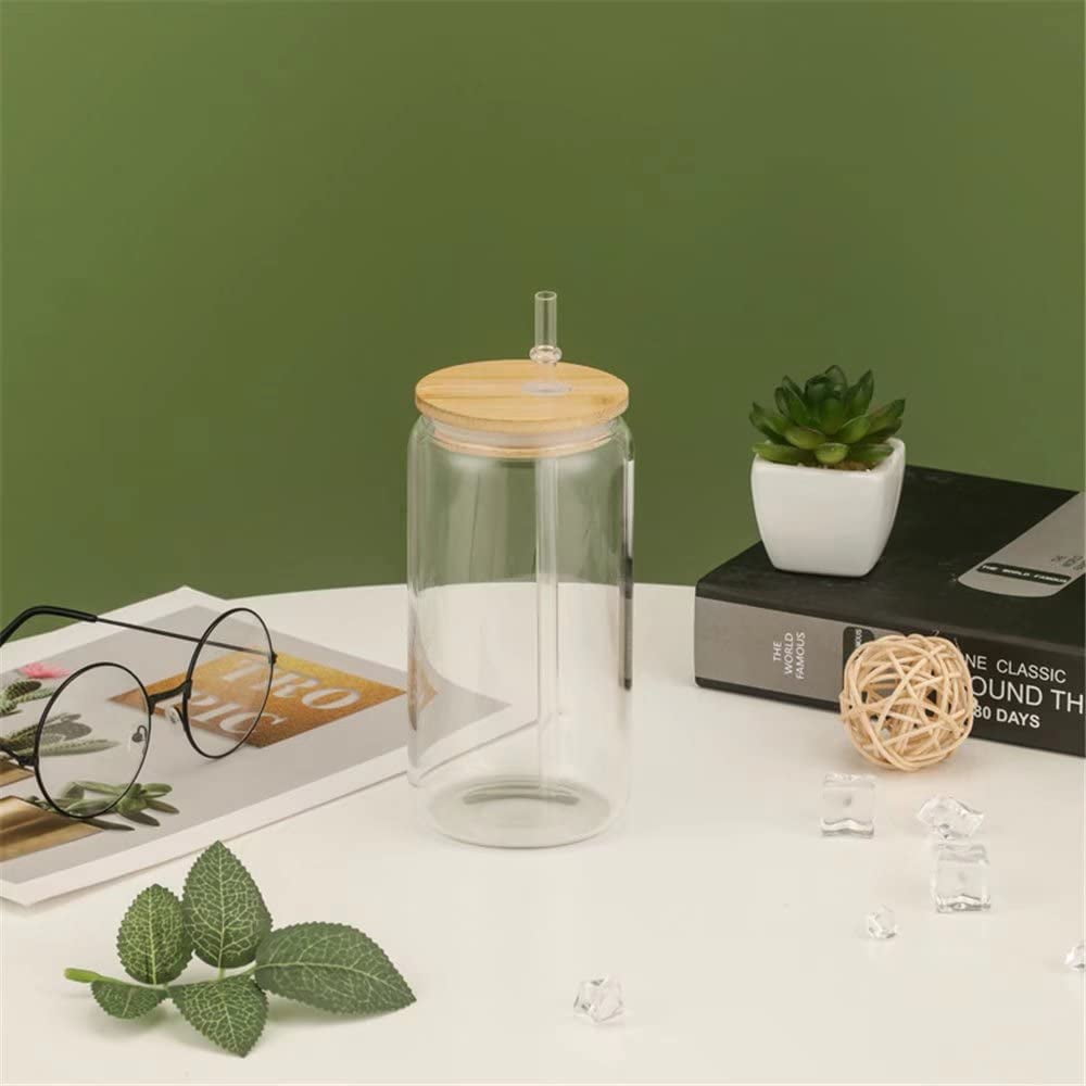 CASADOMANI Glass Mason Jar Mug with Lid and Straw Smoothie Ice Cream Fruit  Cold Drinking Water Jars Juice Cup Straw jar - 400 ml Glass Fridge