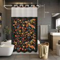 thumbnail image 3 of Spring Floral No Hook Shower Curtain with Snap in Liner Yellow Orange Flower Daisy Leaf Vintage Plant Black Waterproof Bathroom Shower Curtain with See Through Top Window for Bathtub 54" x 78", 3 of 9