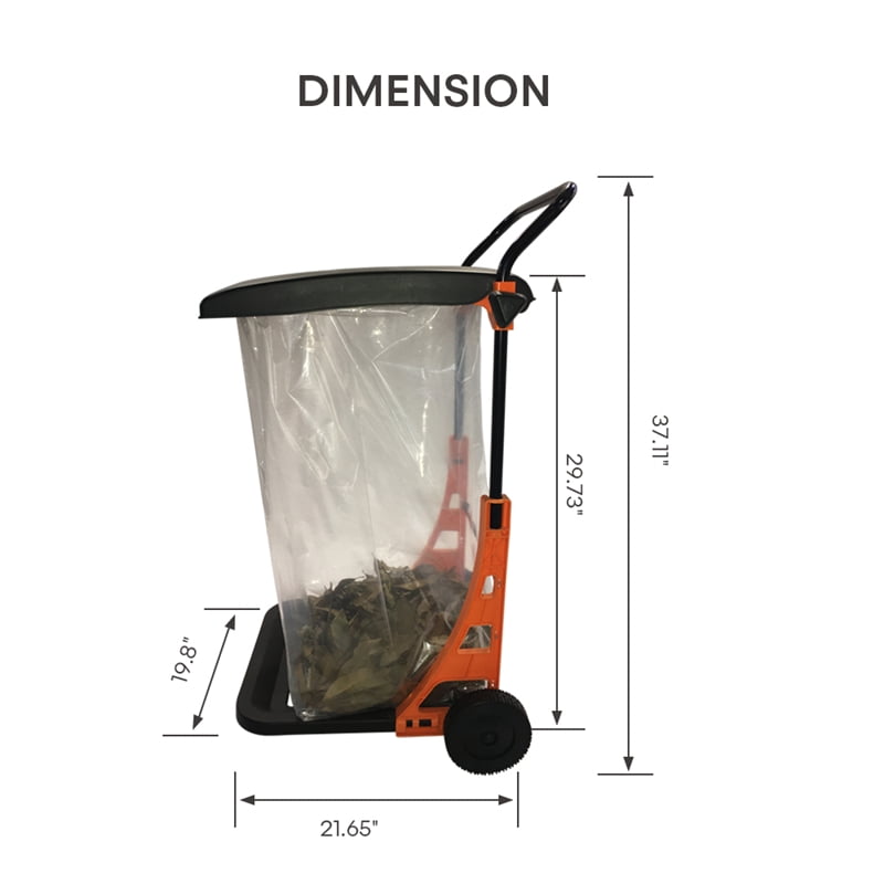 Hand Push Garden Dump Trash Cart with Wheels with 1pc Plastic Bag 80L