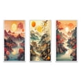 thumbnail image 2 of Designart "Dramatic Sunset Over Mountain Peaks III" Japon Landscape Framed Wall Art Set Of 3 - Red Landscape Japon Frame Canvas Set For Living Room Decor, 2 of 6