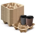 thumbnail image 1 of [25 unidades] Bandejas desechables para portavasos HAKOWARE de fibra moldeada, para 4 vasos de 350-700 ml, 1 of 7