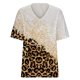 thumbnail image 5 of ICHUANYI Clearance Women Fashion Summer Sexy Fold Printed Regular Women Short Sleeves V Neck Button Top(White, XXL) ICHUANYI WER2023081113656, 5 of 5