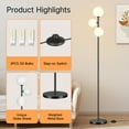 thumbnail image 6 of OUTON 71" Globe Floor Lamp for Living Room Clearance, Modern 3 light Standing Lamp with 3 Colors Temperatures, Dimmable Tall Lamp for Bedroom Office, Bulbs Included, Black, 6 of 13