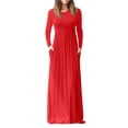 thumbnail image 3 of JBXKXYW Summer Dresses For Women 2024 Women'S Casual Long Sleeve Round Neck Solid Long Dress Womens Dresses (Red,S), 3 of 6