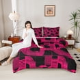 thumbnail image 4 of Feelyou Chic Fashion Stripes Queen Comforter Set, Neutral Minimalism Black Pink Bedding Sets, Teens Kids Boys Girls Reversible Bedding Comforter Set, Lightweight Room Decor, 3pcs, 4 of 8