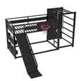 thumbnail image 5 of Harper & Bright Designs Twin Size Bunk Bed with Basketball Hoop and Climbing Wall, Metal loft Bed with Slide and Bookshelves, Black, 5 of 14