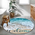 thumbnail image 4 of Ocean Beach Round Area Rugs 3 ft, Welcome Washable Small Area Rug with Non-Slip Sturdy Edge Binding Round Front Door Mat Floor Carpet for Entryway, 4 of 9
