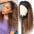 thumbnail image 1 of Peluca con diadema iesste Highlight Ombre, 35 cm de profundidad, cabello humano ondulado, 1 of 6