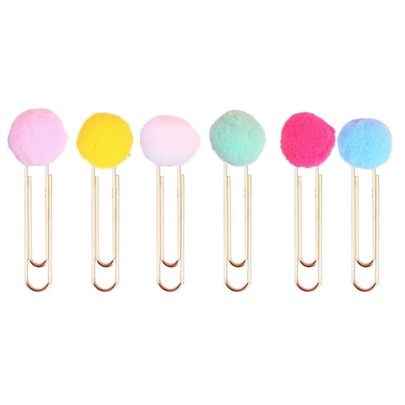 Troglfold Bookmark Candy Color Pompon Metal Paper Clips (50PCS),1.57"X0.39"X0.39"