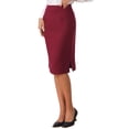 thumbnail image 4 of INSPIRE CHIC Women's Pencil Skirt High Waist Split Hem Invisible Zipper Work Skirt L Burgundy, 4 of 6