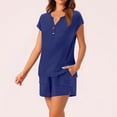 thumbnail image 5 of Womens Short Sets 2 Piece Outfits Summer Vacation Outfits for Women Lounge Set Shorts Casual Travel Set for Beach and Errands Blue 2XL, 5 of 7