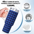 thumbnail image 3 of Sikiie Buffalo Plaid Blue Black Insulated Stainless Water Bottle Lid Travel Mug Cup Insulated Tumblers Cup 40oz Ice Bully With Handle, 3 of 8