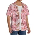 thumbnail image 2 of Fuzoiu Rose Flowers Print Men's Casual Short,Men's Short Sleeve Shirt,Mens Casual Button Down Shirts,Cuban Collar Summer Shirt for Beach, Vacation, and Outdoor Activities-XX-Large, 2 of 5