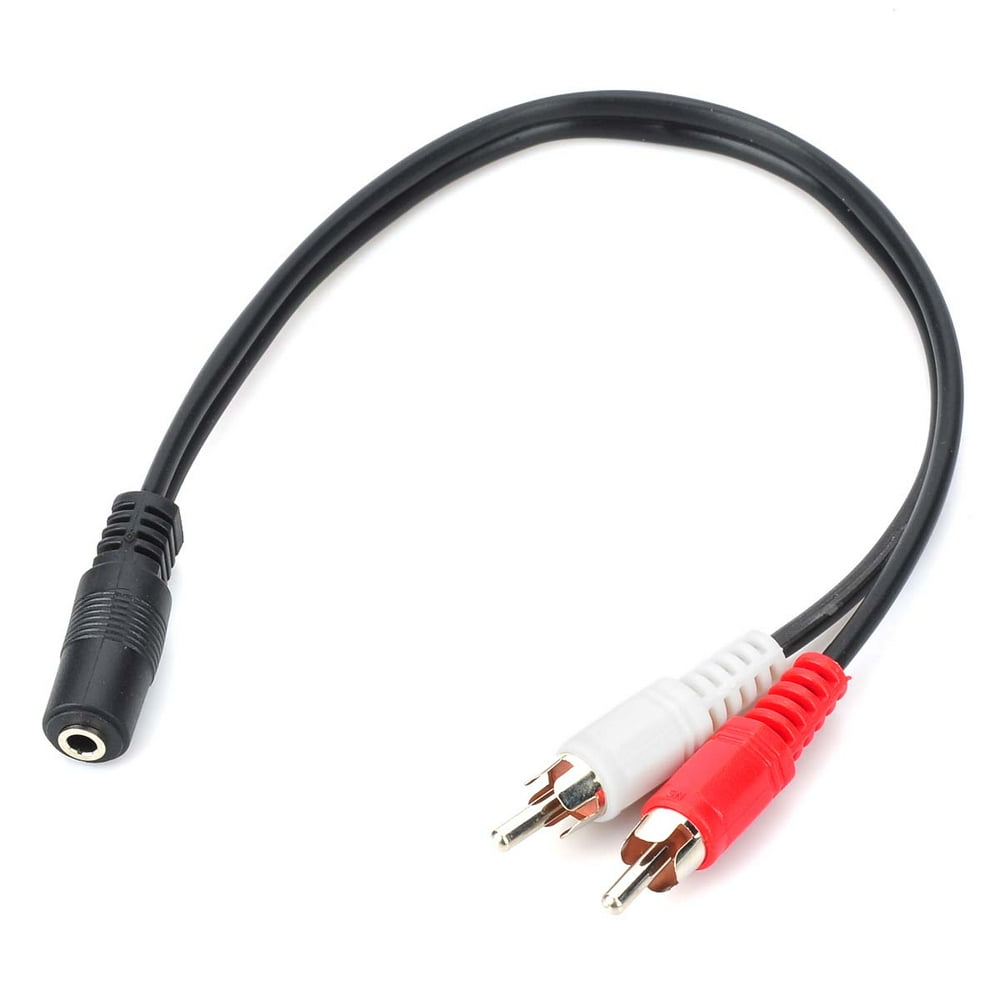 3.5mm 2-RCA Male to Female Plug Audio Headphone Jack Converter Adapter ...