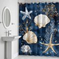 thumbnail image 6 of Nautical Bathroom Shower Curtain, Starfish Coral Shell Coastal Dark Blue Waterproof Washable Soft Bath Curtain for Bathtub Decor with 12 Hooks&Grommet, 66x72 Inch, 6 of 9